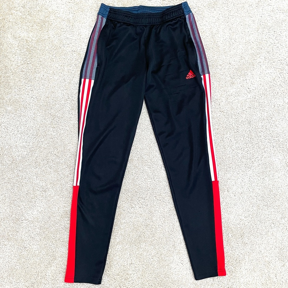 Adidas Tiro Aeroready pants tapered joggers drawstring black & red Women’s Small